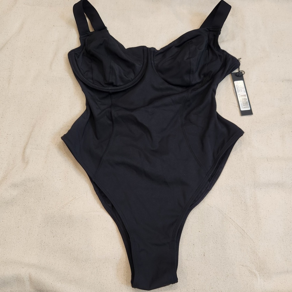 New TA3 Hi Cut Lifty Swimsuit L Black Short D / DD Underwire Shapewear Swim